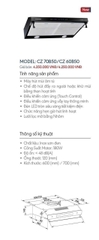 Máy hút mùi âm tủ Canzy CZ 70B50 / CZ 60B50