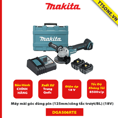 Máy mài góc dùng pin Makita DGA506RTE (125mm/công tắc trượt/BL) (18V)-Chính Hãng