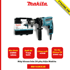 Máy khoan búa 26 phụ kiện Makita M8103KX2B - Chính Hãng