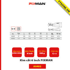 Kìm cắt 6 inch FIXMAN A0402 - Chính hãng