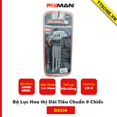 Bộ Lục Giác Hoa Thị Dài Tiêu Chuẩn 9 Chiếc  FIXMAN D2326 - Chính Hãng