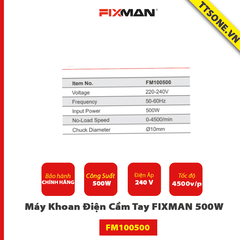 Máy Khoan Điện Cầm Tay FIXMAN 500W FM100500 - Chính hãng