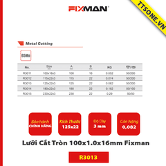 Lưỡi Cắt Tròn 100x1.0x16mm Fixman R3013 Chính Hãng