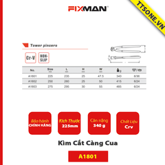 Kìm Cắt Càng Cua Fixman A1801 225mm - Chính Hãng