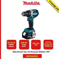 Máy khoan vặn vít dùng pin Makita DDF484RFE 18V - Chính Hãng