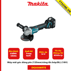Máy mài góc dùng pin Makita DGA508RTE (125mm/công tắc bóp/BL) (18V) - Chính Hãng