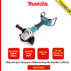 Máy mài góc dùng pin Makita DGA700Z (180mm/công tắc bóp/BL) (18Vx2)-Chính Hãng