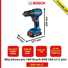 Máy khoan pin 18V Bosch GSR 185-LI (1 pin) - Chính Hãng