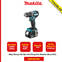 Máy Khoan Và Vặn Vít Dùng Pin Makita DDF487RFJ (BL)(18V) - Chính Hãng