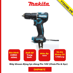 Máy khoan động lực dùng Pin 18V Makita DHP487Z (Chưa Pin & Sạc) - Chính Hãng