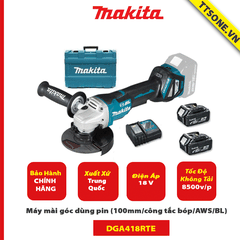 Máy mài góc dùng pin Makita (100mm/công tắc bóp/AWS/BL) (18V) - Chính Hãng