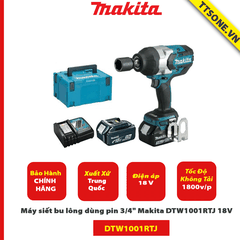 Máy siết bu lông dùng pin 3/4" Makita DTW1001RTJ 18V - Chính Hãng