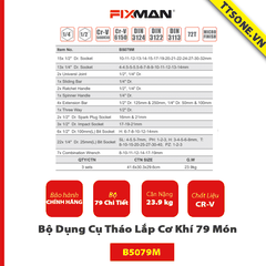 Bộ Dụng Cụ Tháo Lắp Cơ Khí 79 Món FIXMAN B5079M
