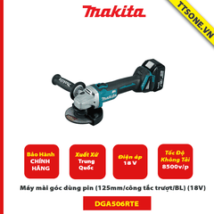 Máy mài góc dùng pin Makita DGA506RTE (125mm/công tắc trượt/BL) (18V)-Chính Hãng