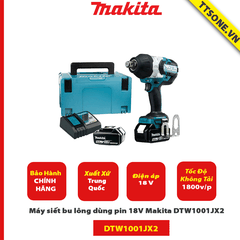 Máy siết bu lông dùng pin 18V Makita DTW1001JX2 - Chính Hãng