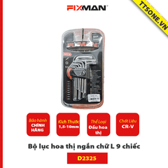 Bộ lục giác hoa thị ngắn chữ L 9 chiếc FIXMAN D2325 - Chính hãng