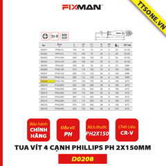 Tua Vít 4 Cạnh Phillips PH 2x150mm Fixman D0208 - Chính Hãng