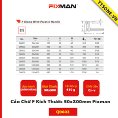 Cảo Chữ F Kích Thước 50x300mm Fixman Q0603 Chính Hãng
