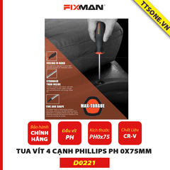 Tua Vít 4 Cạnh Phillips PH 0x75mm Fixman D0221 Chính Hãng