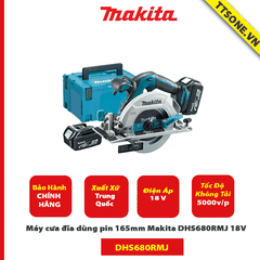 Máy cưa đĩa dùng pin 165mm Makita DHS680RMJ 18V - Chính Hãng