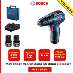 Máy khoan vặn vít động lực dùng pin Bosch GSB 12V-30 - Chính Hãng