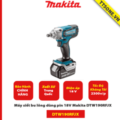 Máy siết bu lông dùng pin 18V Makita DTW190RFJX - Chính Hãng