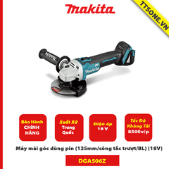 Máy mài góc dùng pin Makita DGA506Z (125mm/công tắc trượt/BL) (18V)