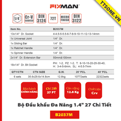 Bộ Đầu khẩu Đa Năng 1.4" 27 Chi Tiết FIXMAN B2037M - Chính hãng