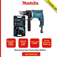 Máy khoan búa 26 phụ kiện Makita M8103KX2B - Chính Hãng