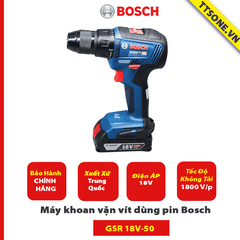 Máy khoan vặn vít dùng pin Bosch GSR 18V-50 - Chính Hãng