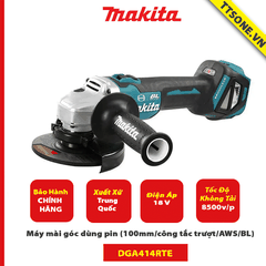 Máy mài góc dùng pin Makita DGA414RTE (100mm/công tắc trượt/AWS/BL) (18V) - Chính Hãng
