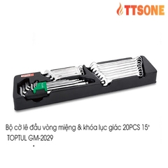 Bộ cờ lê đầu vòng miệng & khóa lục giác 20PCS 15° TOPTUL GM-2029