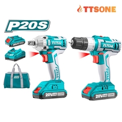 Bộ combo TCKLI2007: máy siết buloong TOTAL TIWLI2001 và máy khoan TOTAL TDLI20024 dùng pin 20V