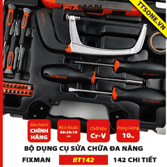 Bộ Dụng Cụ Sửa Chữa Cơ Khí 142 Chi Tiết FIXMAN BT142 - Chính hãng