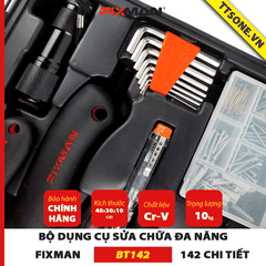 Bộ Dụng Cụ Sửa Chữa Cơ Khí 142 Chi Tiết FIXMAN BT142 - Chính hãng