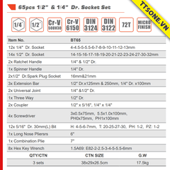 Bộ Dụng Cụ Sửa Chữa Cơ Khí 65 Chi Tiết FIXMAN BT65 - Chính hãng