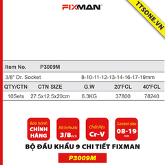 Bộ Đầu Khẩu 9 Chi Tiết Fixman P3009M - Chính Hãng