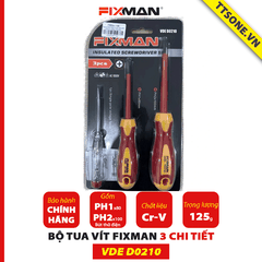 Bộ Tua Vít Cách Điện 3 Chi Tiết Fixman VDE D0210 - Chính hãng