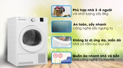 Máy sấy quần áo Beko 8 kg DU8133GA0W (Sấy ngưng tụ)