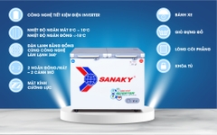 Tủ Đông mặt kính cường lực Sanaky Inverter 195 lít VH-2599W4K