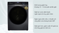 Máy giặt cửa ngang Aqua inverter 9kg AQD-D902G-BK