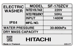 Máy giặt Hitachi Inverter 17 kg SF-170ZCV SS
