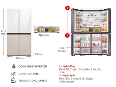 Tủ lạnh Samsung Inverter 648 lít Multi Door Bespoke RF59CB66F8S/SV