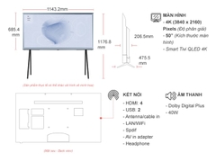 Smart Tivi Kiểu Chữ I Có Chân The Serif QLED Samsung 4K 50 inch QA50LS01BB