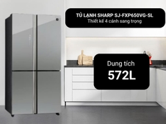 Tủ lạnh Sharp Inverter 572 lít SJ-FXP650VG-SL Mới 2025