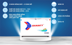 TỦ ĐÔNG/MÁT SANAKY 400/280 lít 2 NGĂN VH 4099W1