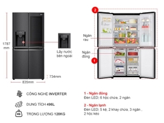 Tủ lạnh LG Inverter 496 lít Multi Door InstaView Door in Door GR-X22MBI