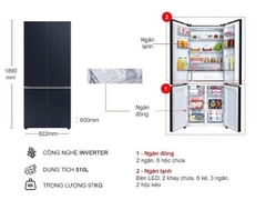 Tủ lạnh Panasonic Inverter 510 lít Multi Door NR-X561GB-VN