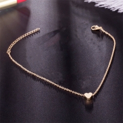 Chuỗi hạt bạc họa tiết trái tim tối giản bằng kim loại dành cho nữ