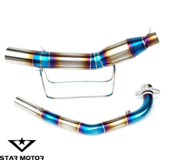 Cổ Pô Winner | Cổ pô Titan bầu hơi tổ ong 2 khúc Win V1,V2,V3 tặng kèm khâu nối Inox CNC + tai pát nhôm
